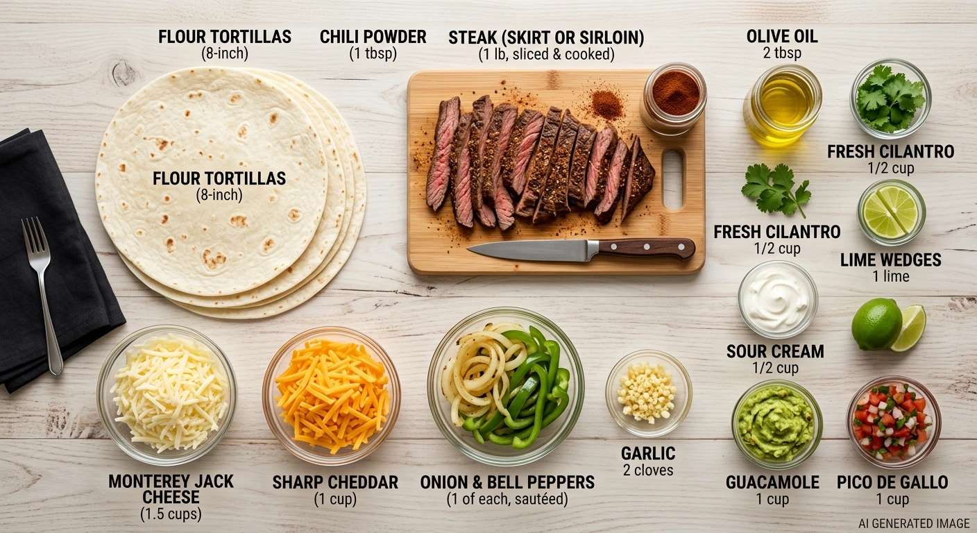 Steak Quesadillas Recipe all ingredients in one place
